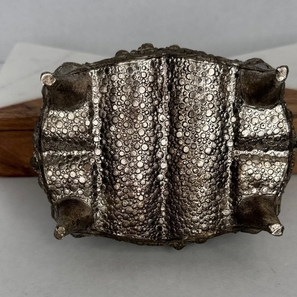 Vintage Ornate Rococo Silver Jewelry Casket with Red Lining